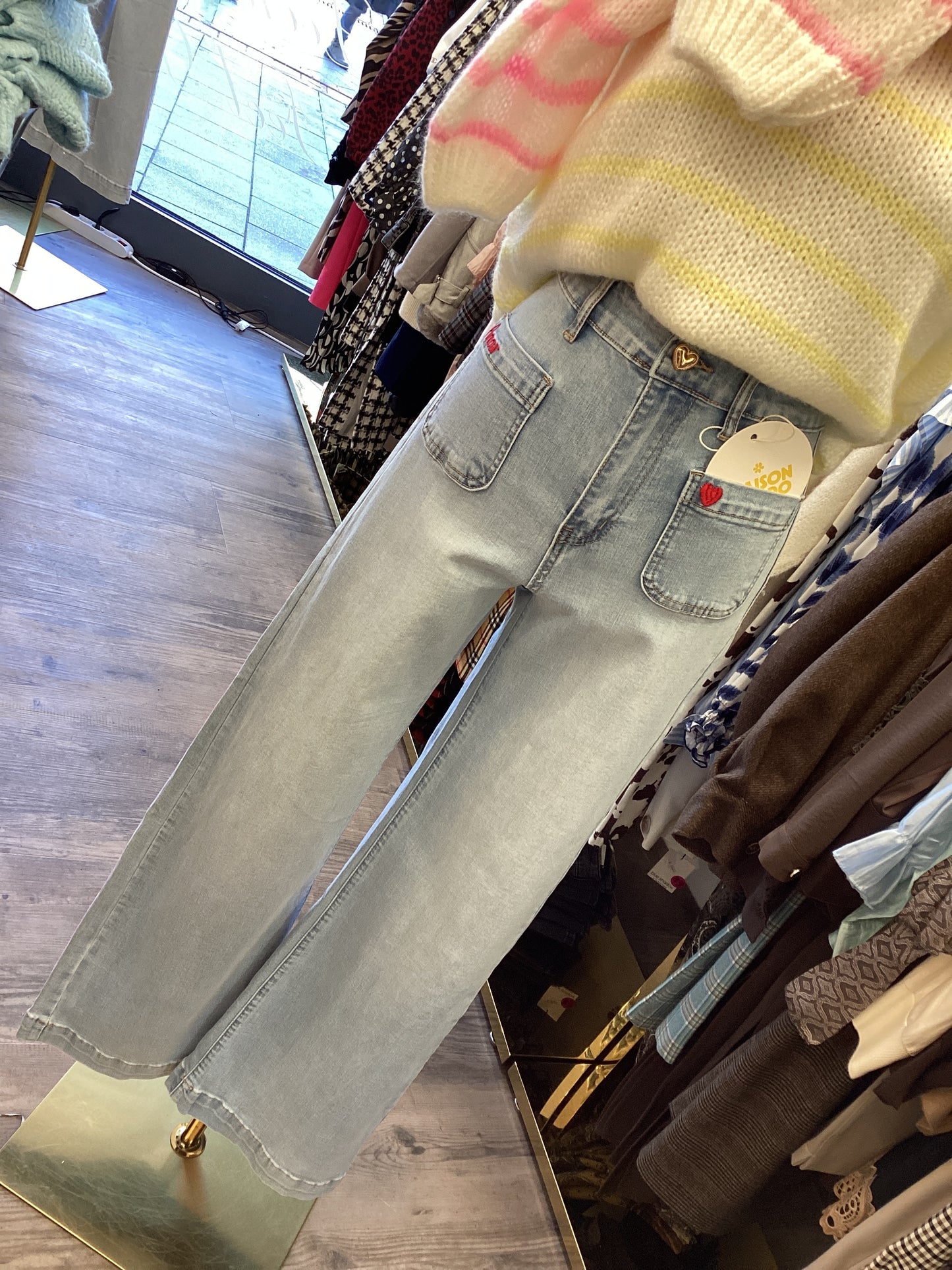 Damen Jeans Love ❤️  Wide Flare amour sky blue