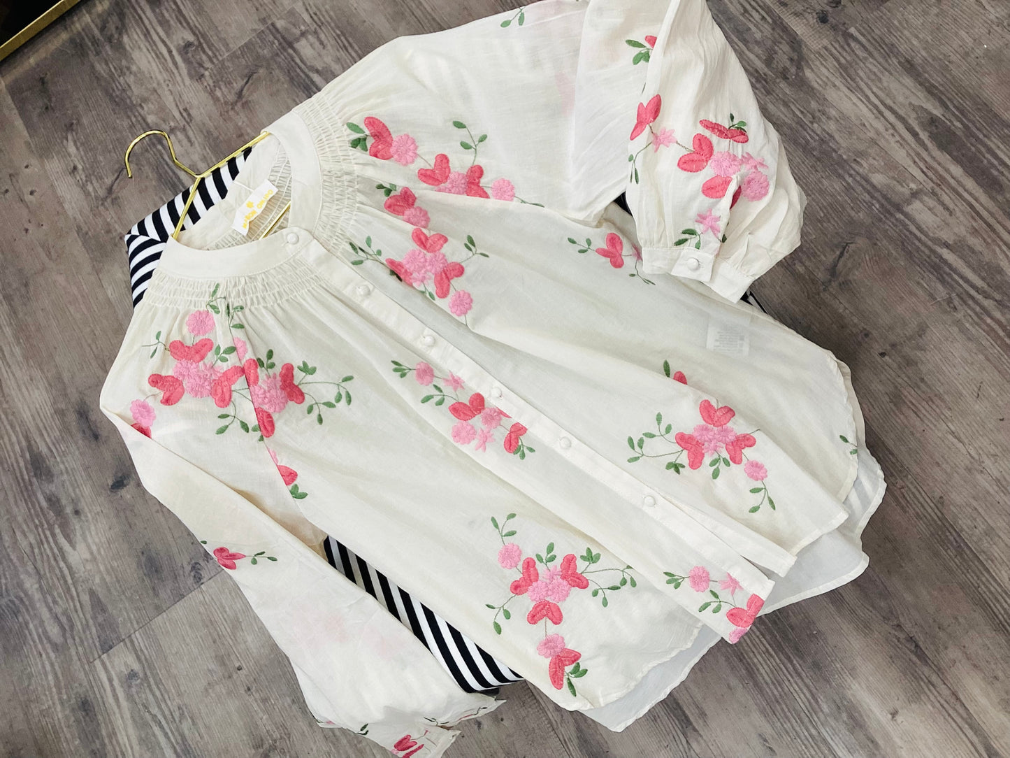 Damen Bluse Flowers with Vanille 🌸🌷 Baumwolle