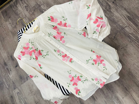 Damen Bluse Flowers with Vanille 🌸🌷 Baumwolle