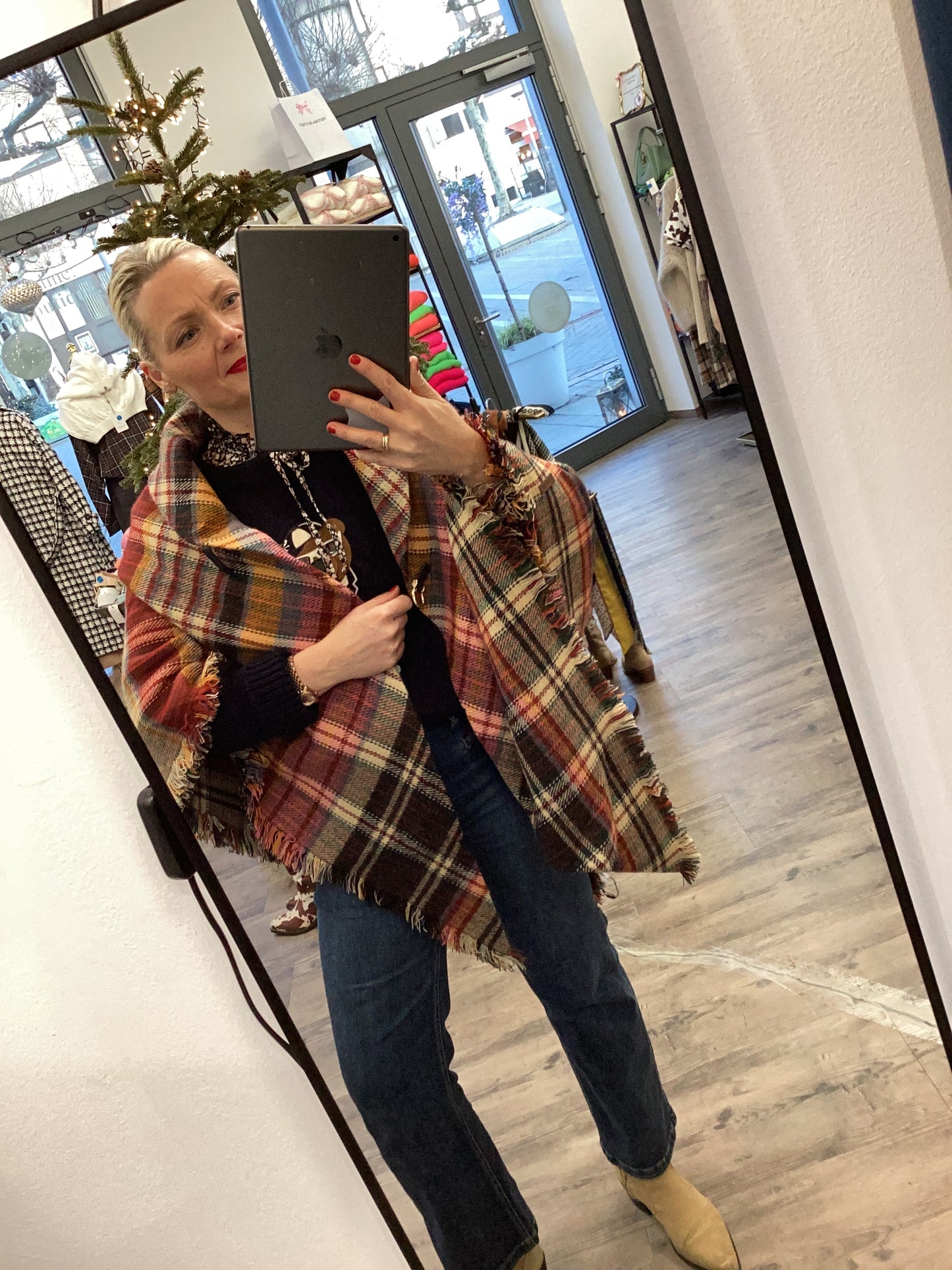 Poncho ❤️♠️💃🏻 Capes Fransen Muster One Size