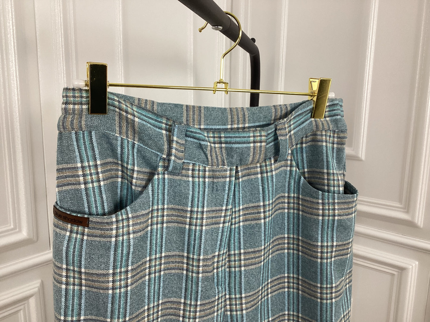 Tolle karierte Hose SkyBlue beige gerade geschnitten