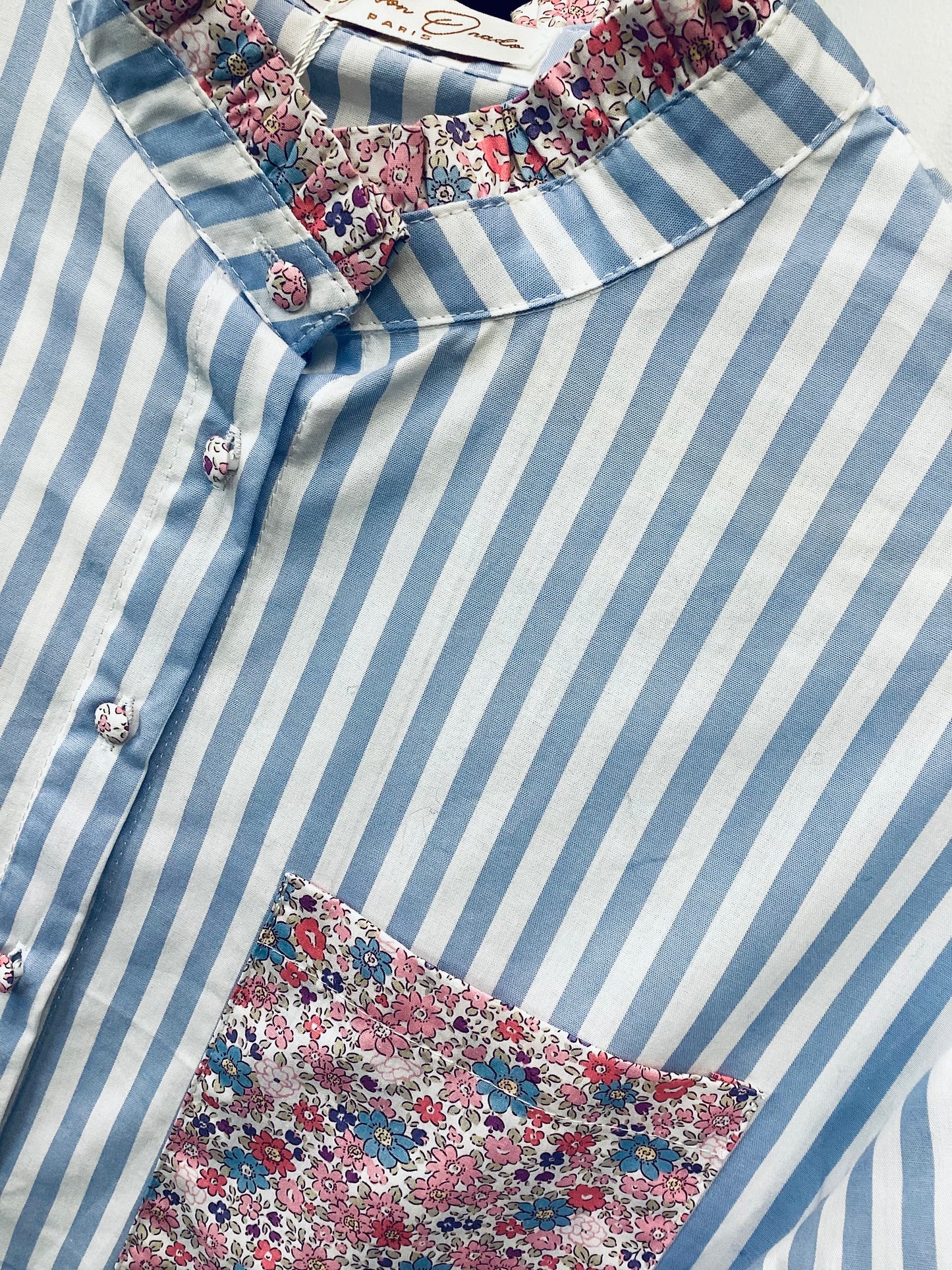 Bluse Hemd 🌸  mit Rüschen sky Blue gestreift