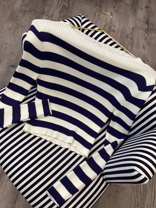 Pullover 💙🩵 Damen gestreift Navy ecru Gr. S/M