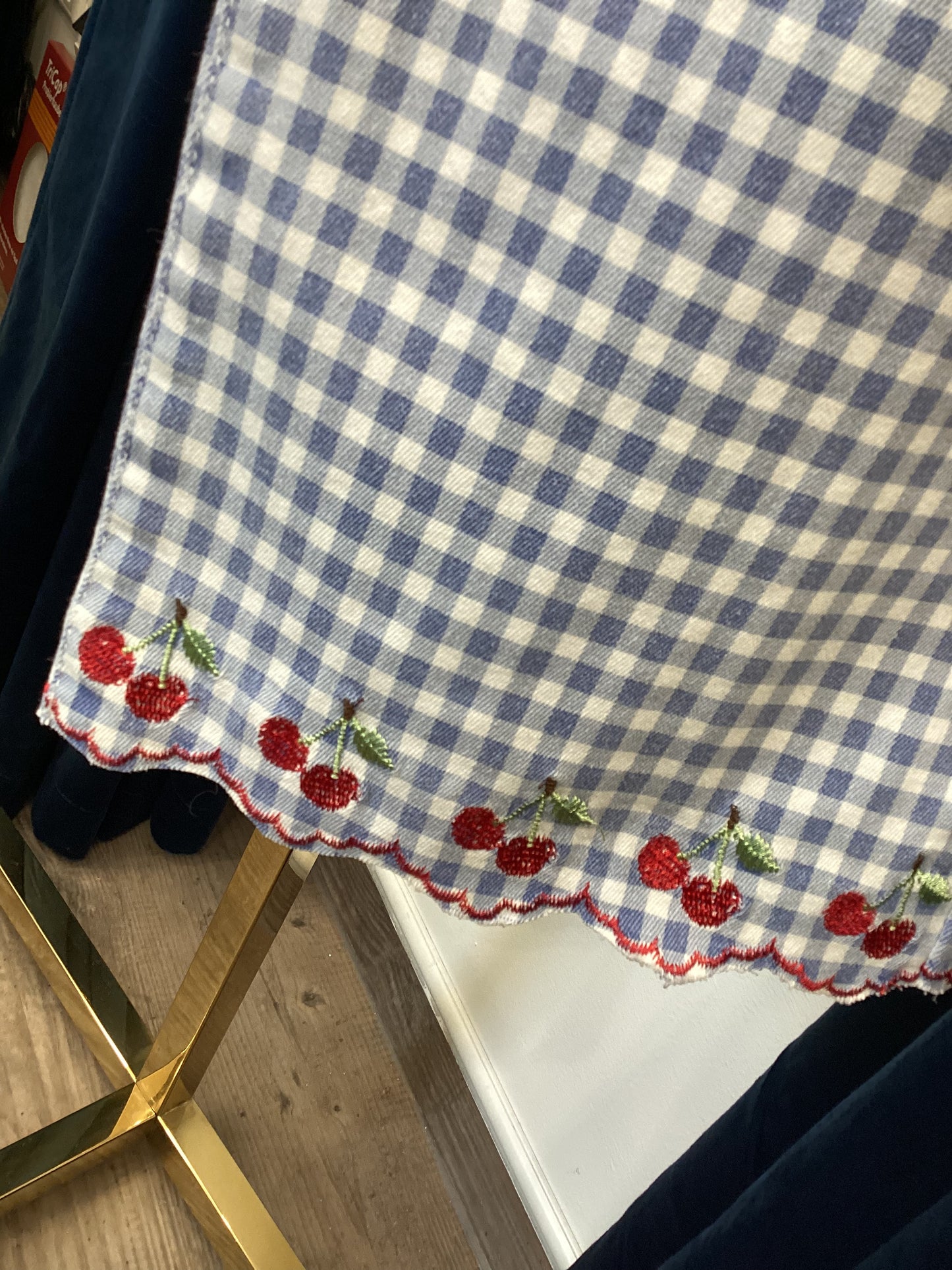 Wide Leg 7/8🍒 Damen Jeans Vanille Sky Blue kariert