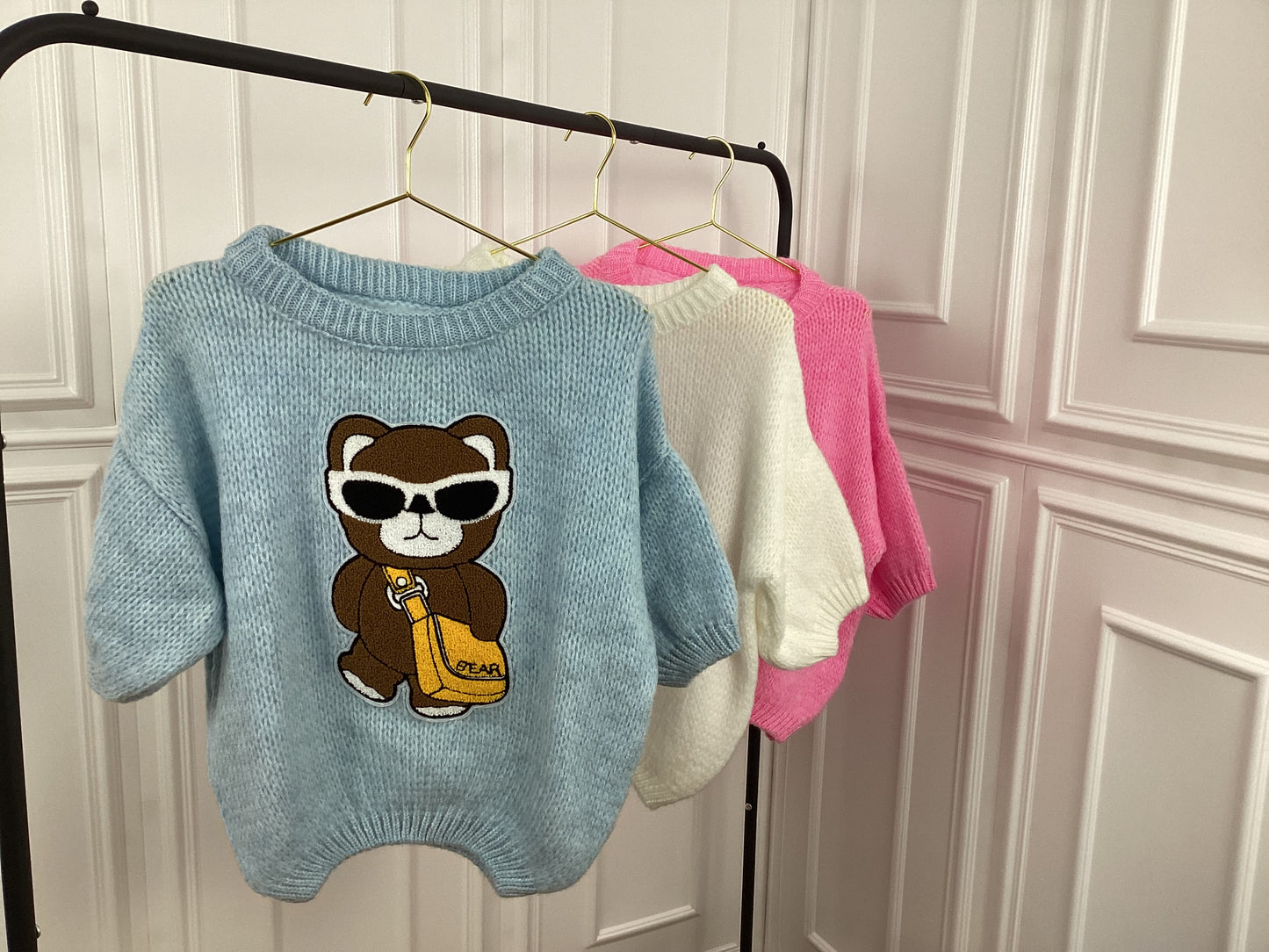 Damen Pullover kurzarm Teddy Bär kuschelig warm Sale