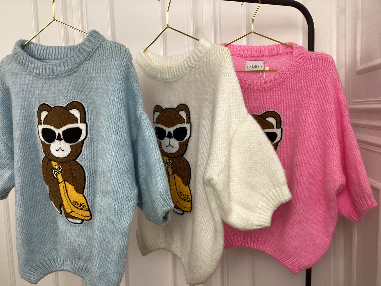 Damen Pullover kurzarm Teddy Bär kuschelig warm Sale